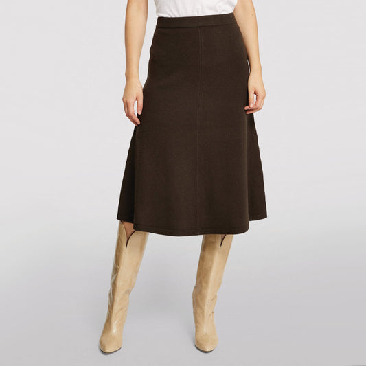 Joseph Wool Knit Midi Skirt in Brown, size XL (fits L/XL)
