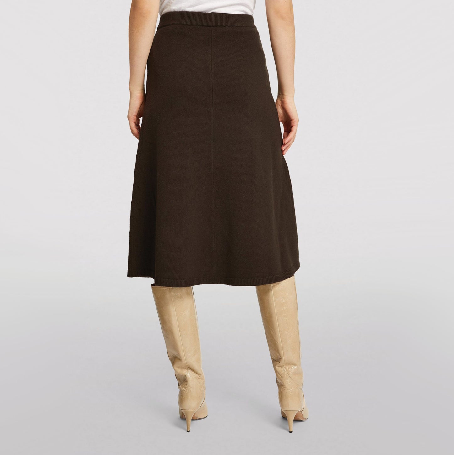 Joseph Wool Knit Midi Skirt in Brown, size XL (fits L/XL)