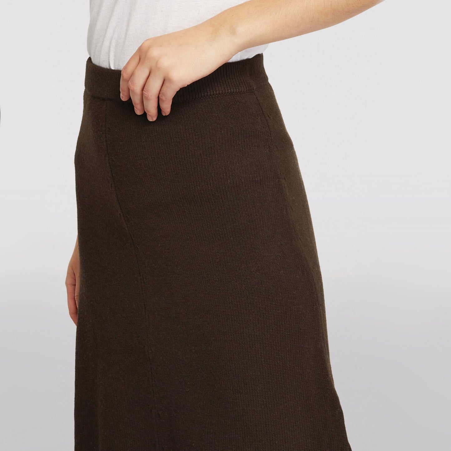 Joseph Wool Knit Midi Skirt in Brown, size XL (fits L/XL)