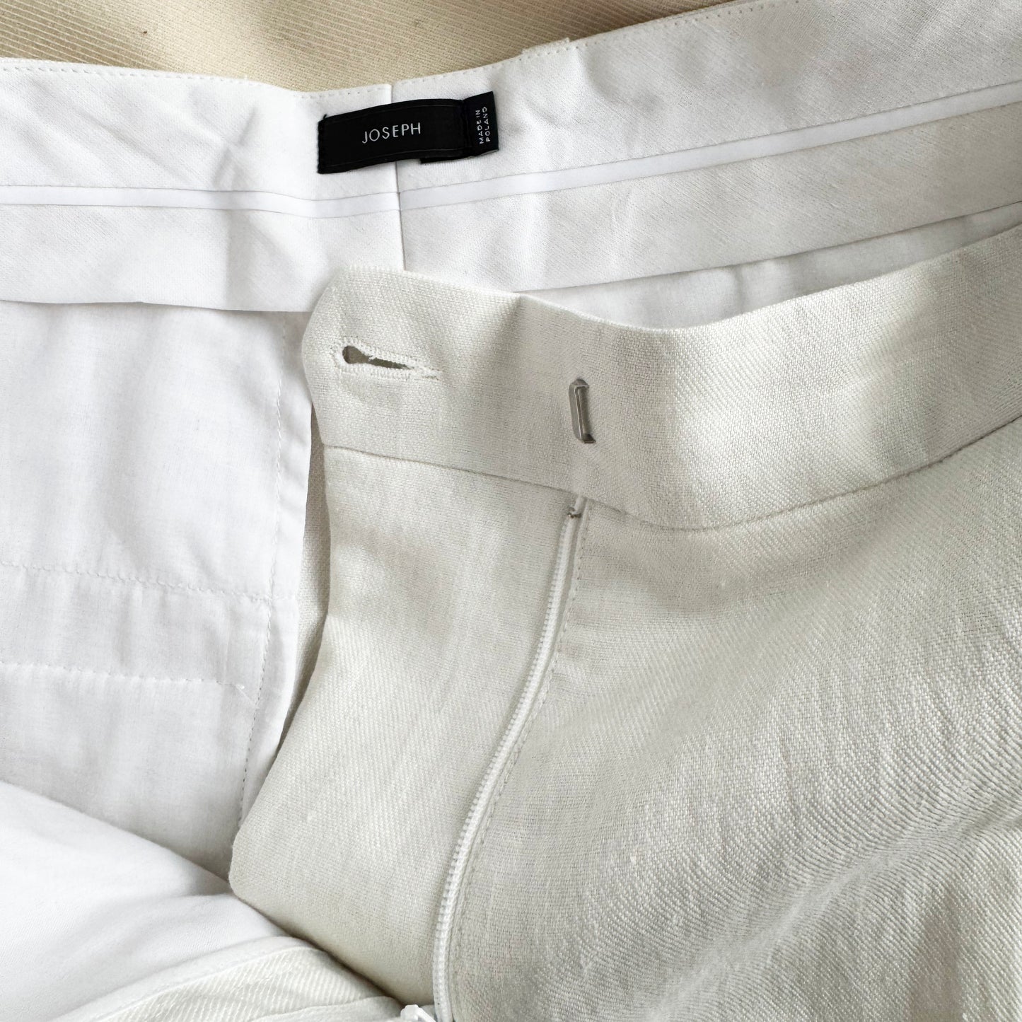 Joseph "Benton" Chintz Linen Pants in Off-White, size 38 (size 4/6)