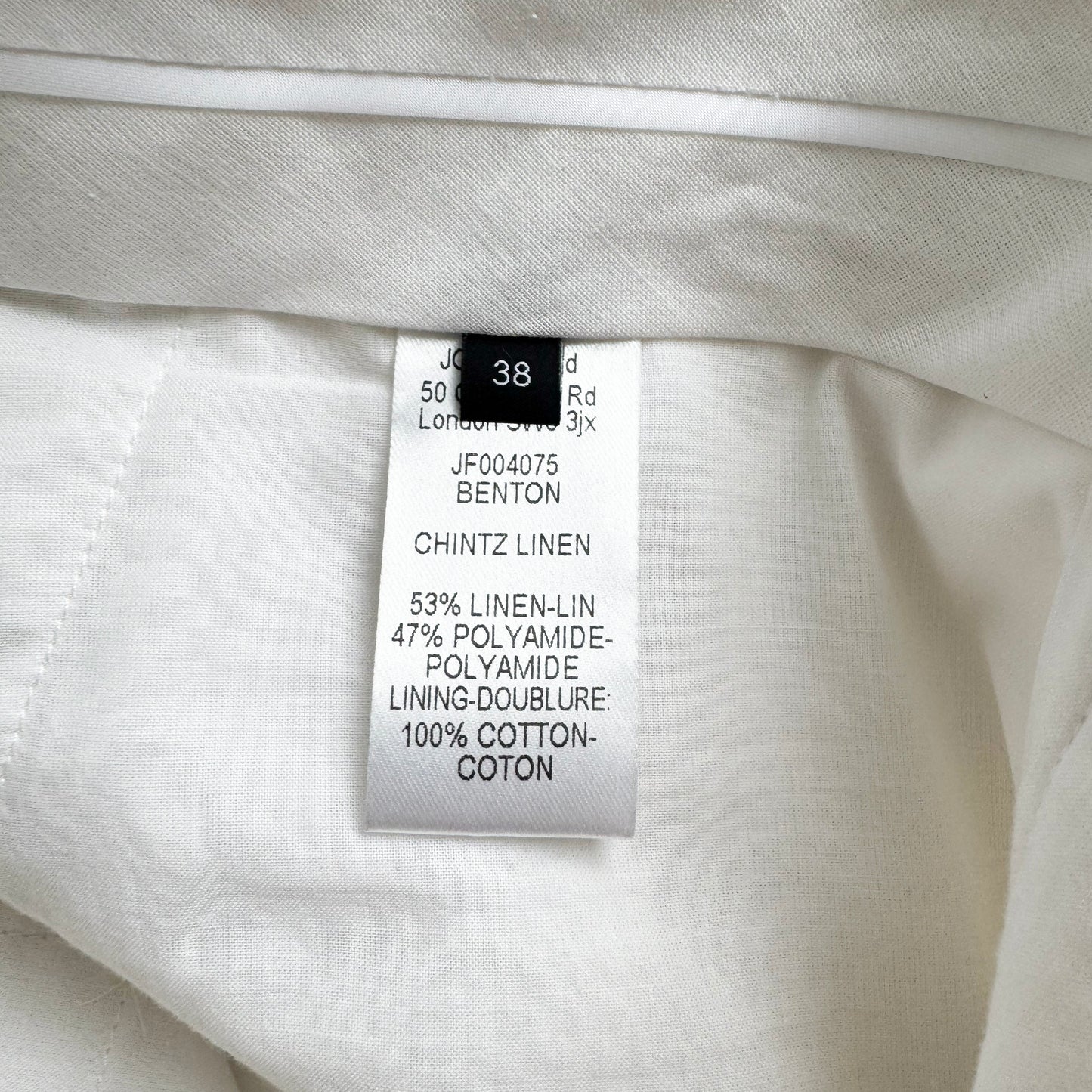 Joseph "Benton" Chintz Linen Pants in Off-White, size 38 (size 4/6)