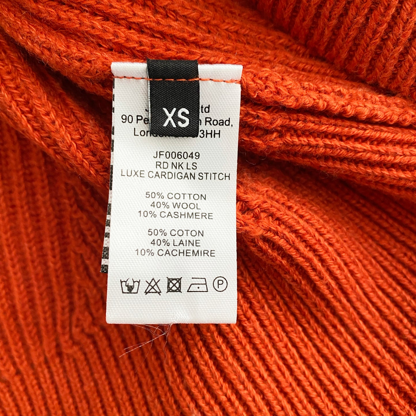 Joseph Ribbed Knit in Burnt Orange, size XS (fits XS/S)