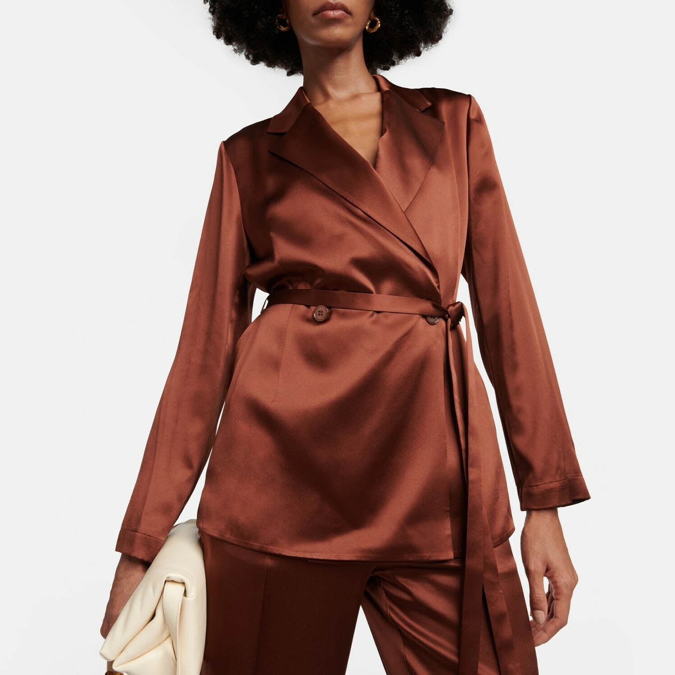 Joseph Silk Satin "Joubert" Blazer in Mahogany, size 36 (Fits like 2/4)