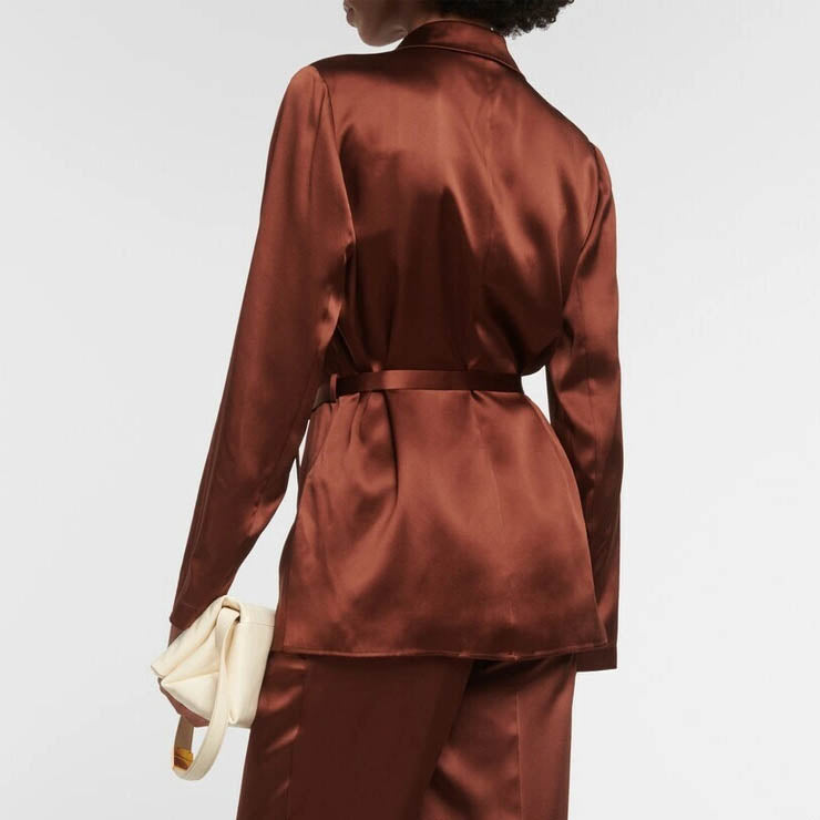 Joseph Silk Satin "Joubert" Blazer in Mahogany, size 36 (Fits like 2/4)