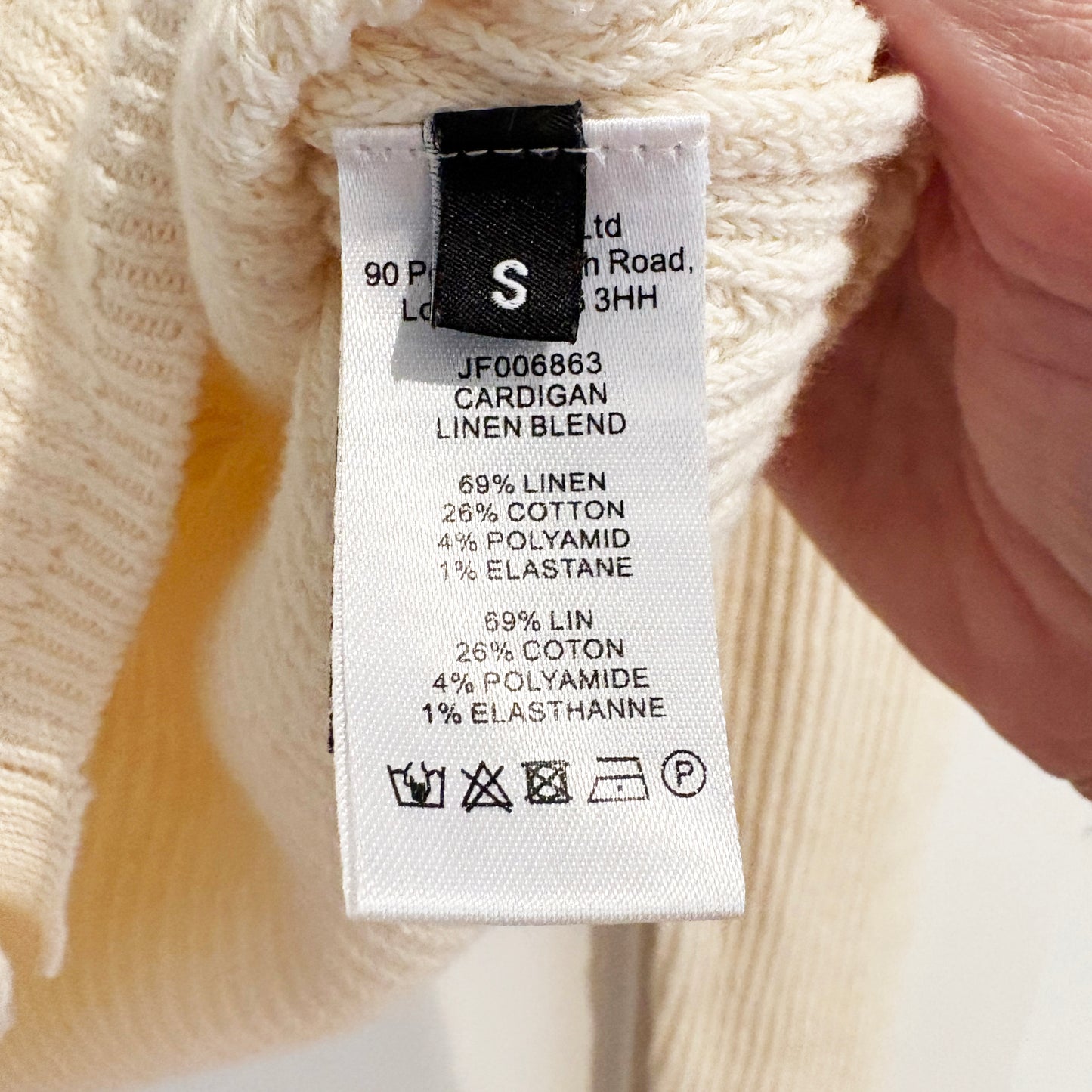 Joseph Linen Blend Cardigan in Ivory, size Small
