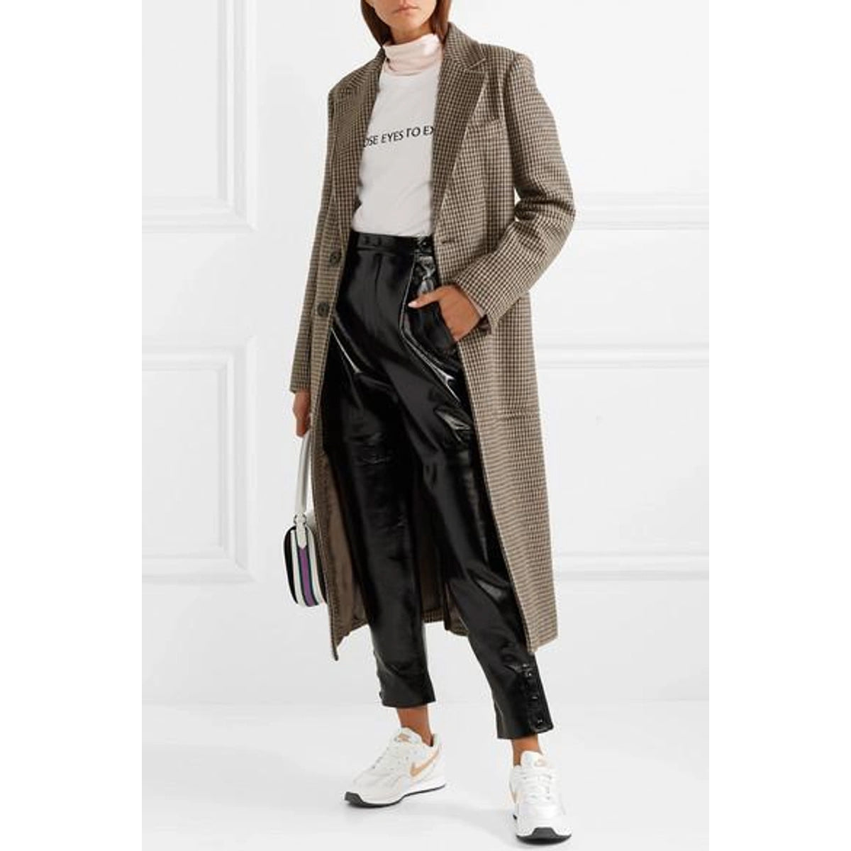 Joseph "Marko" Houndstooth Coat in Taupe/Brown/Grey, size 36