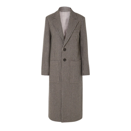 Joseph "Marko" Houndstooth Coat in Taupe/Brown/Grey, size 36
