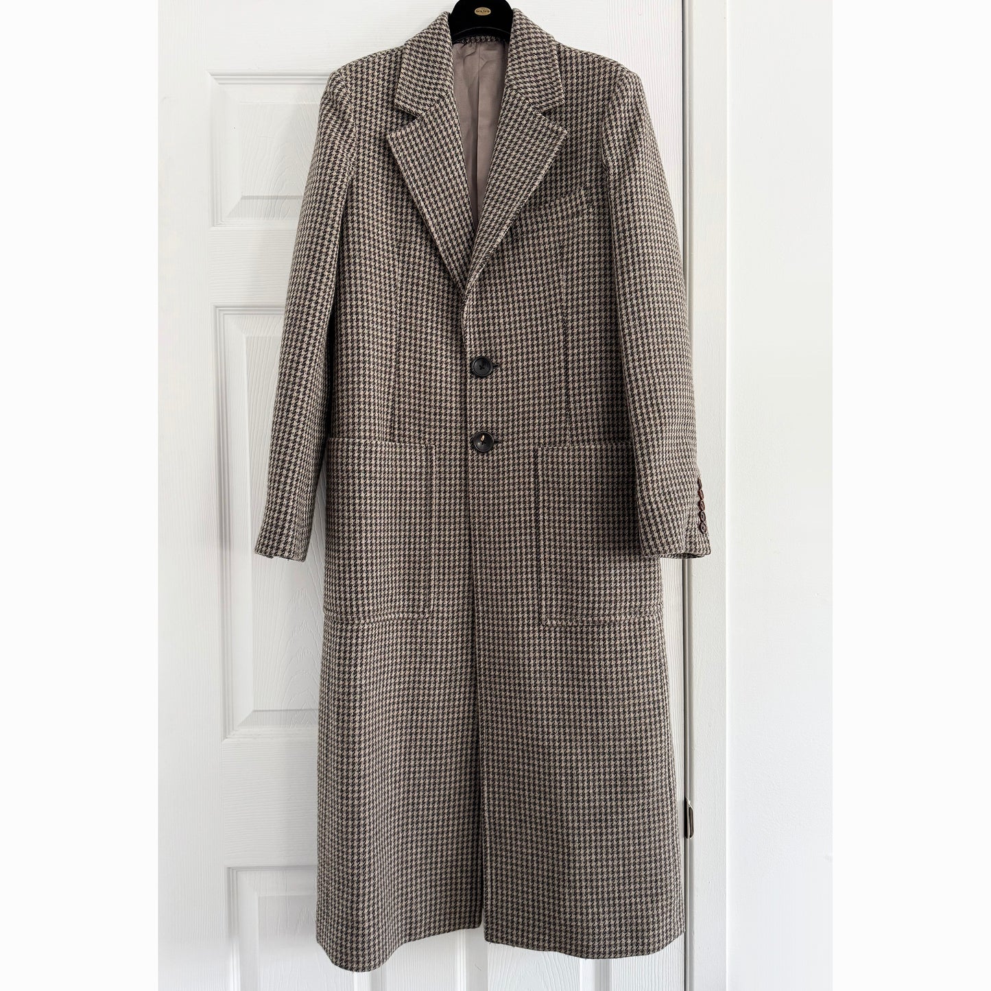 Joseph "Marko" Houndstooth Coat in Taupe/Brown/Grey, size 36