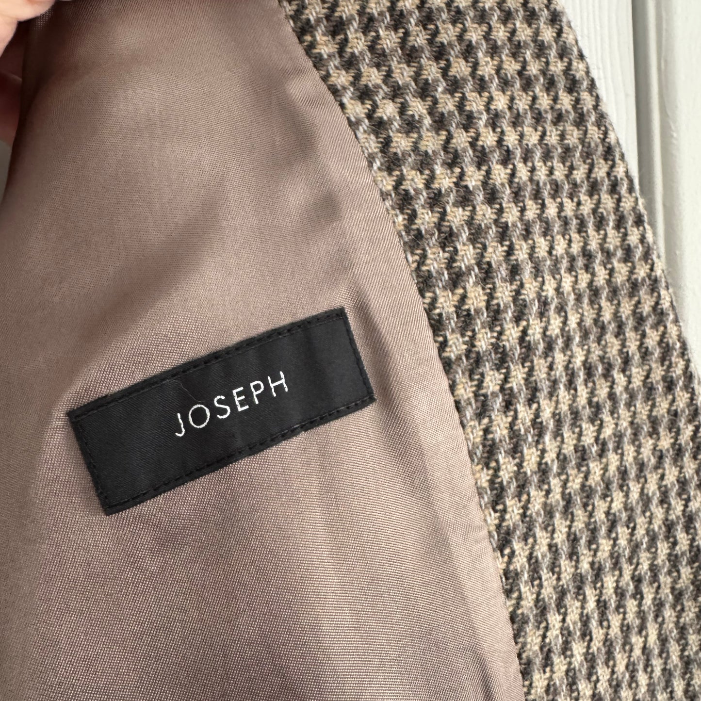 Joseph "Marko" Houndstooth Coat in Taupe/Brown/Grey, size 36