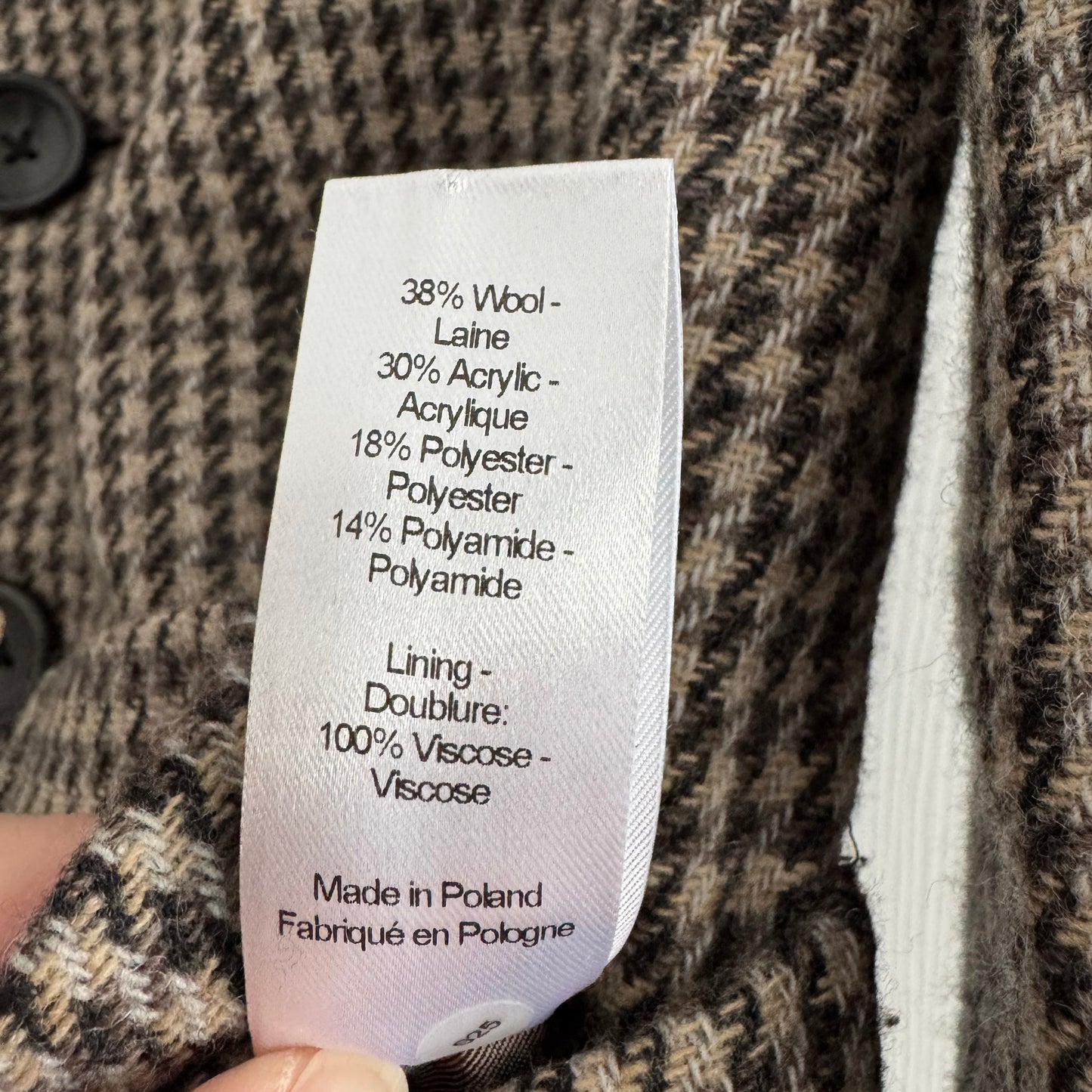 Joseph "Marko" Houndstooth Coat in Taupe/Brown/Grey, size 36