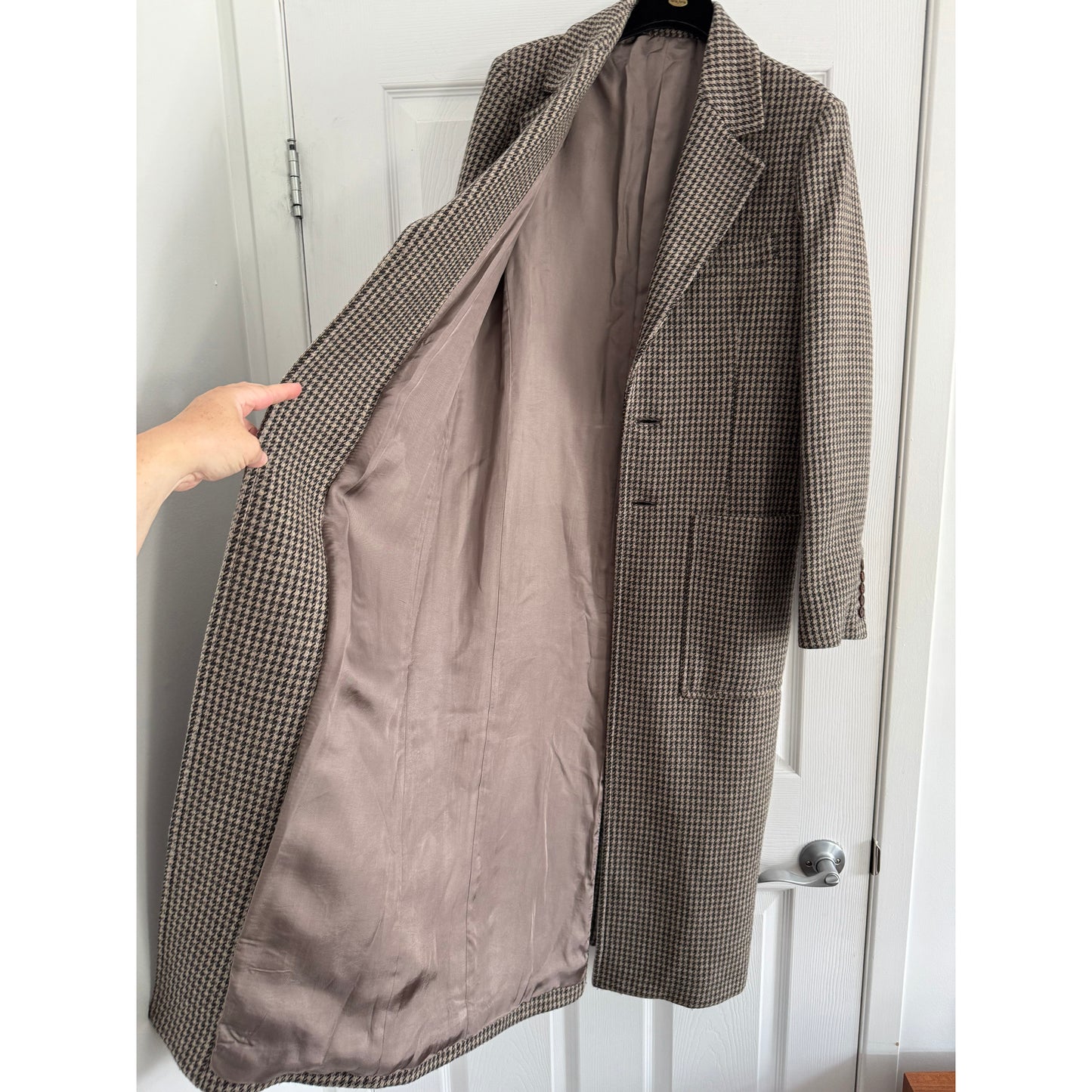 Joseph "Marko" Houndstooth Coat in Taupe/Brown/Grey, size 36