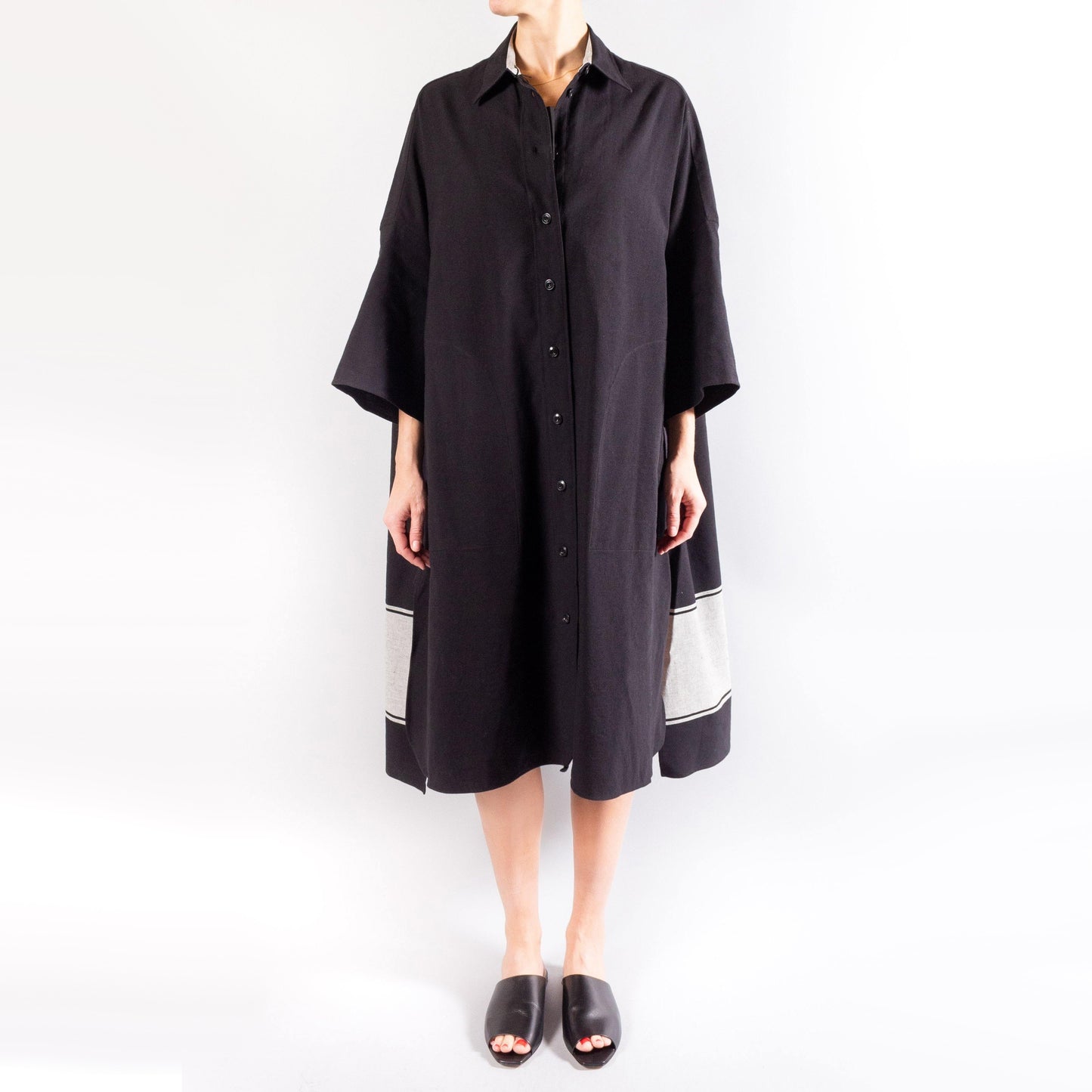 Joseph "Baker" Cotton Linen Oversize Shirtdress in Black, size 38 (fits XL?)