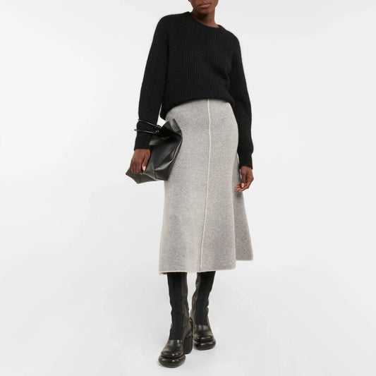 Joseph Bouclette Knit Skirt in Grey, Size Small