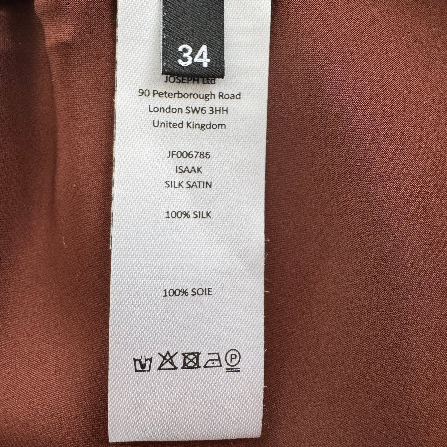 Joseph Silk Satin "Isaak" Skirt in Mahogany, size 34