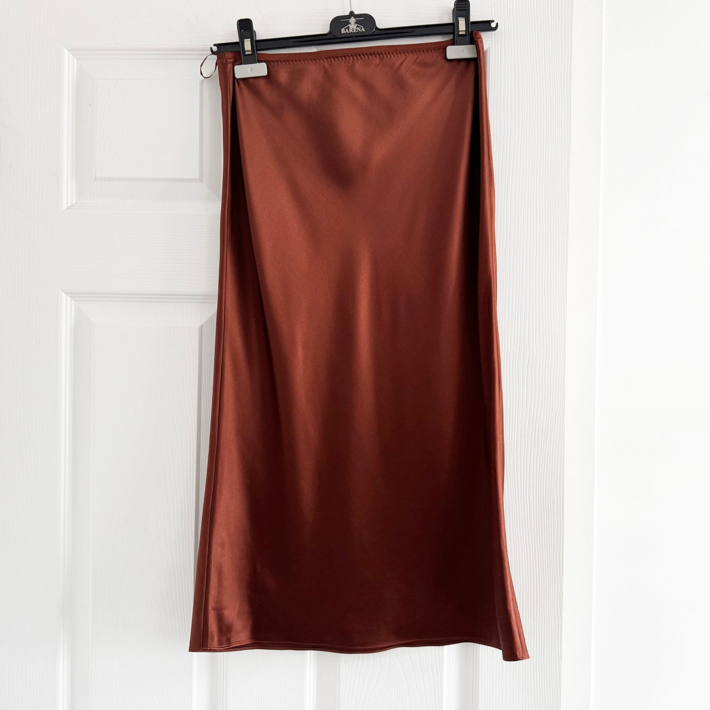 Joseph Silk Satin "Isaak" Skirt in Mahogany, size 34