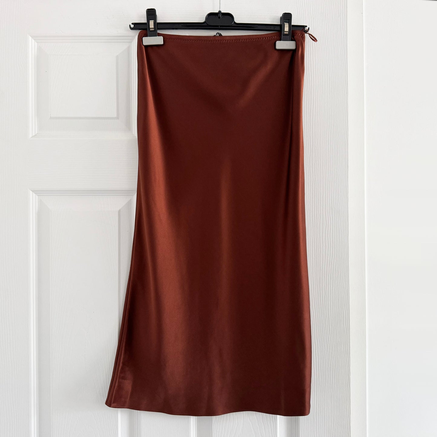 Joseph Silk Satin "Isaak" Skirt in Mahogany, size 34