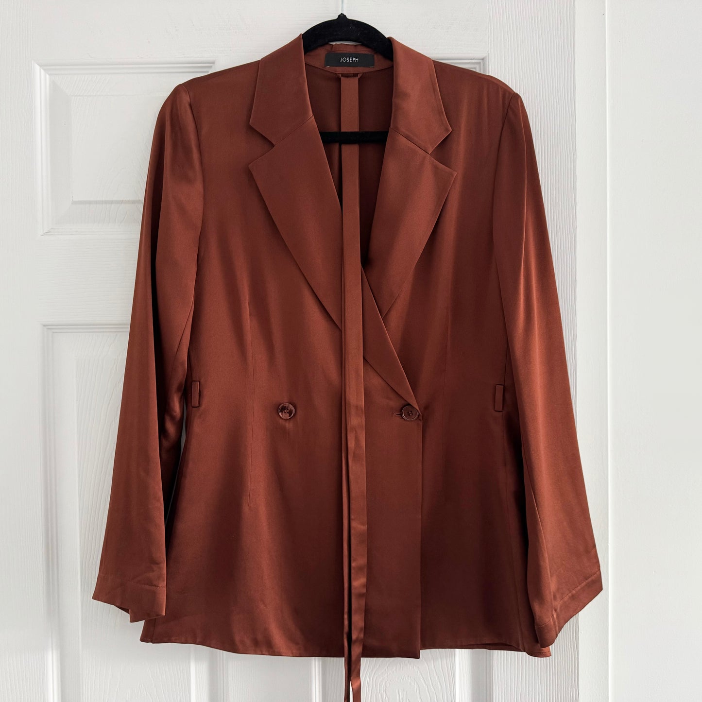 Joseph Silk Satin "Joubert" Blazer in Mahogany, size 36 (Fits like 2/4)