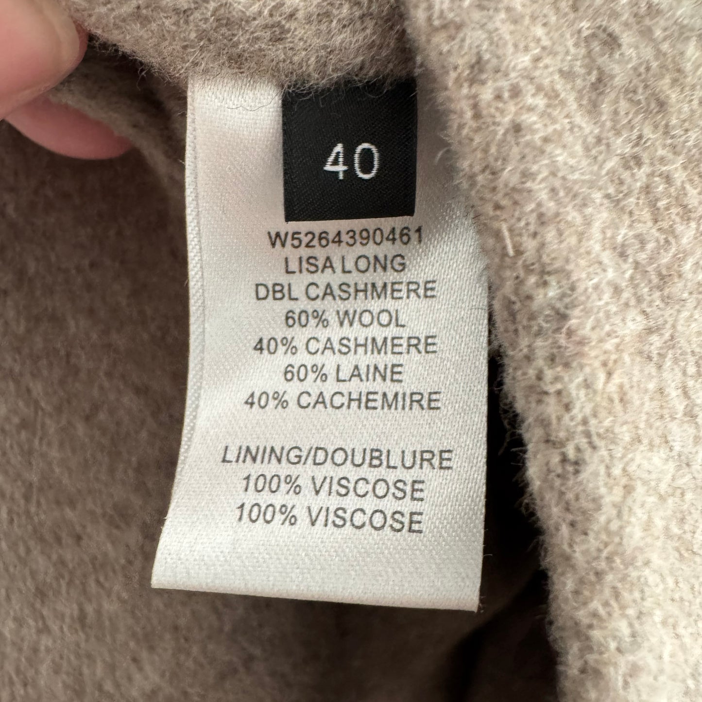 Joseph "Lisa Long" Doubleface Cashmere/Wool Coat in Taupe, size 40 (fits 6/8)