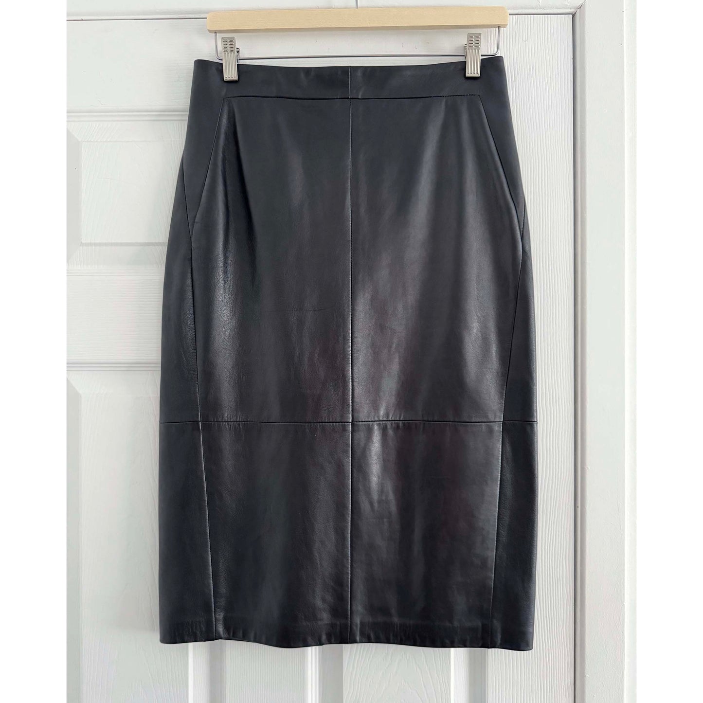 Judith & Charles Leather Pencil Skirt in Black, size 6