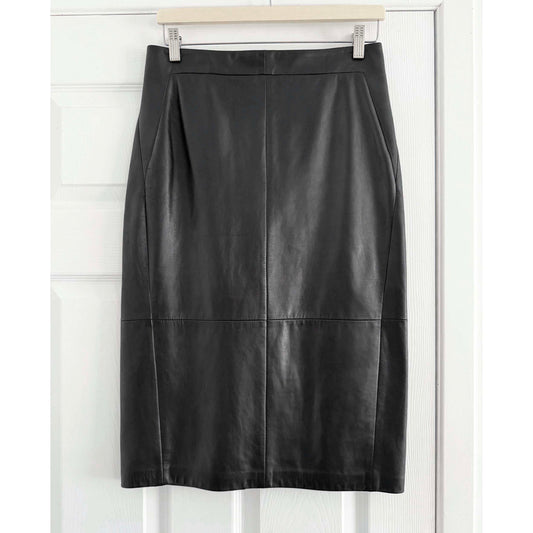 Judith & Charles Leather Pencil Skirt in Black, size 6