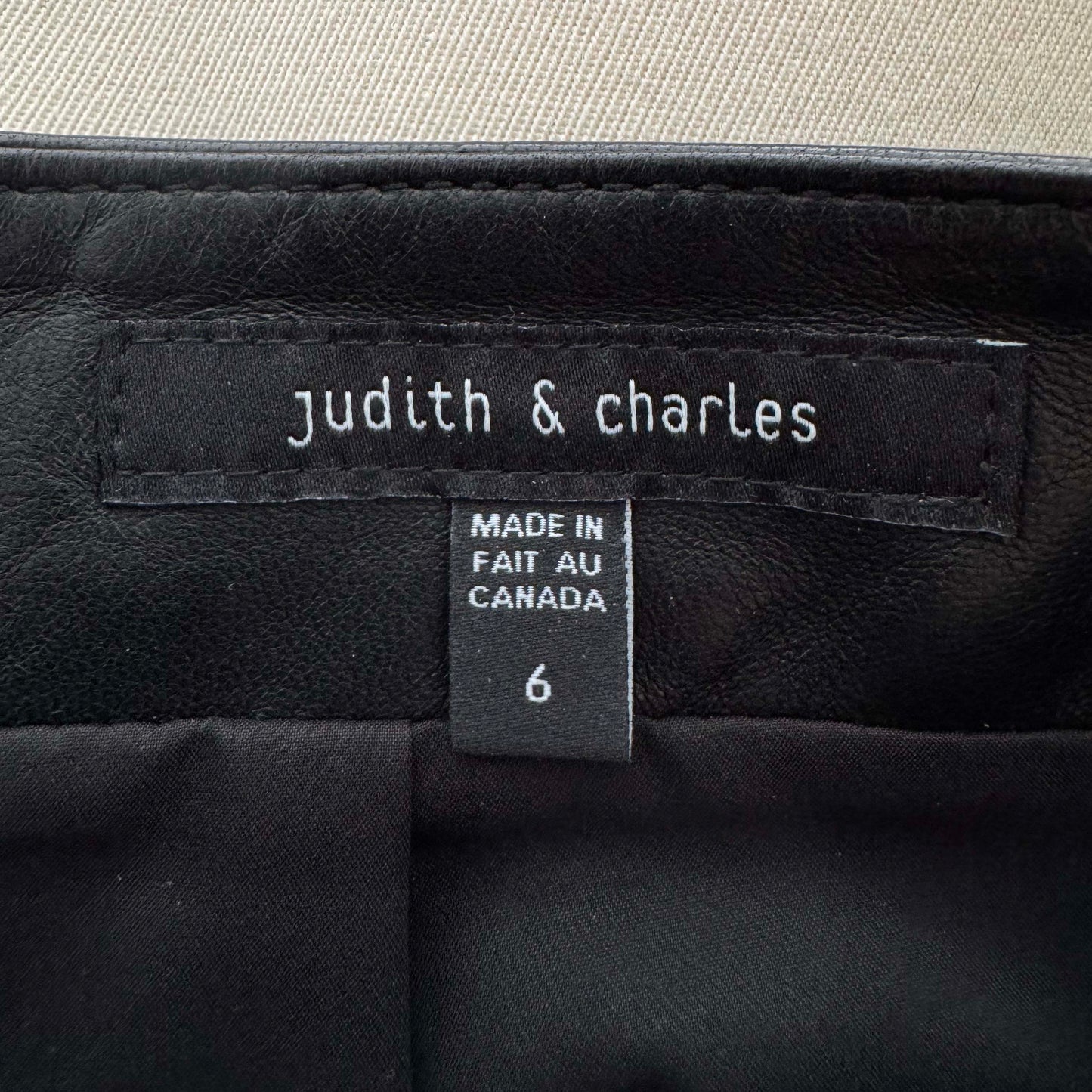 Judith & Charles Leather Pencil Skirt in Black, size 6