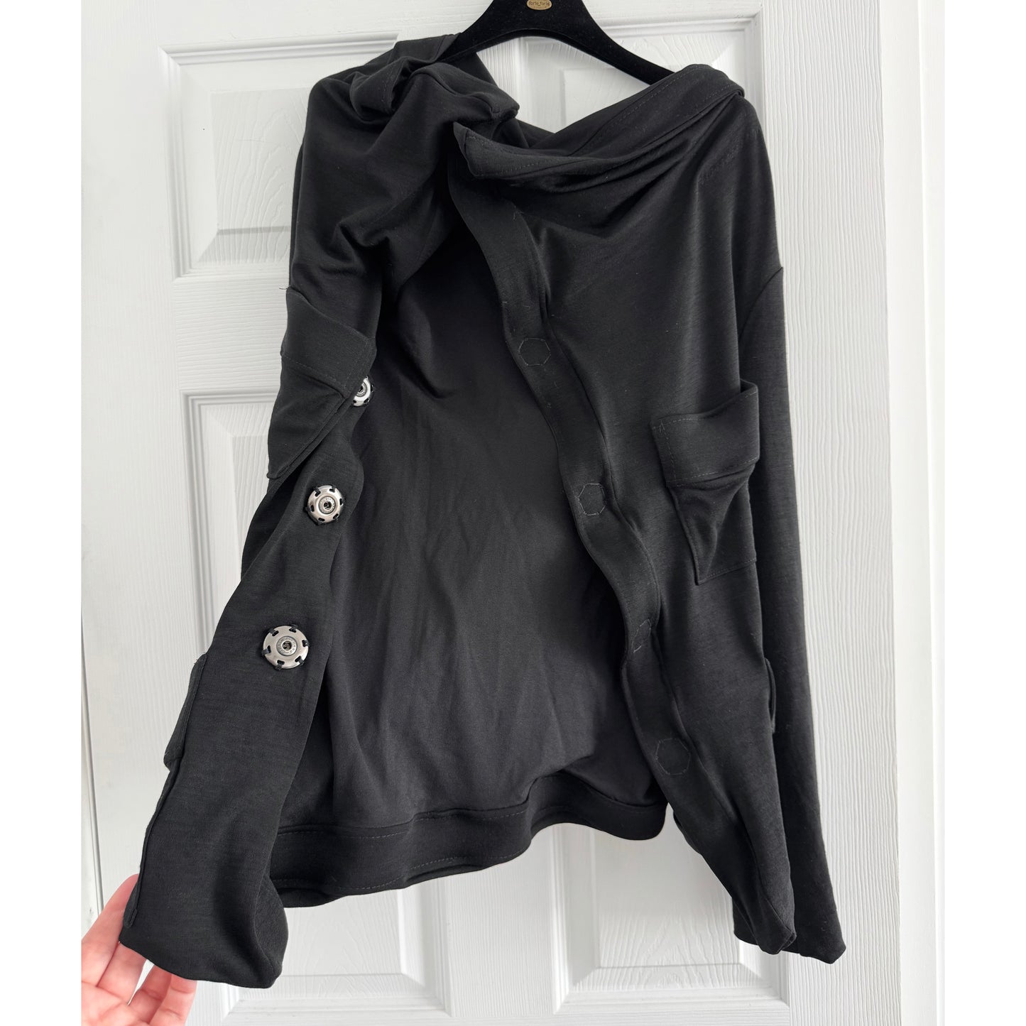 Junya Watanabe Asymmetrical Gathered Front Cardigan/Jacket in Black, size Small