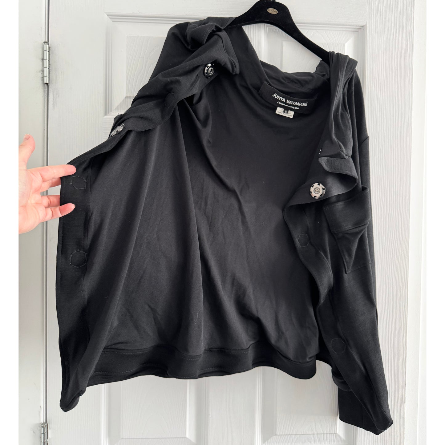 Junya Watanabe Asymmetrical Gathered Front Cardigan/Jacket in Black, size Small