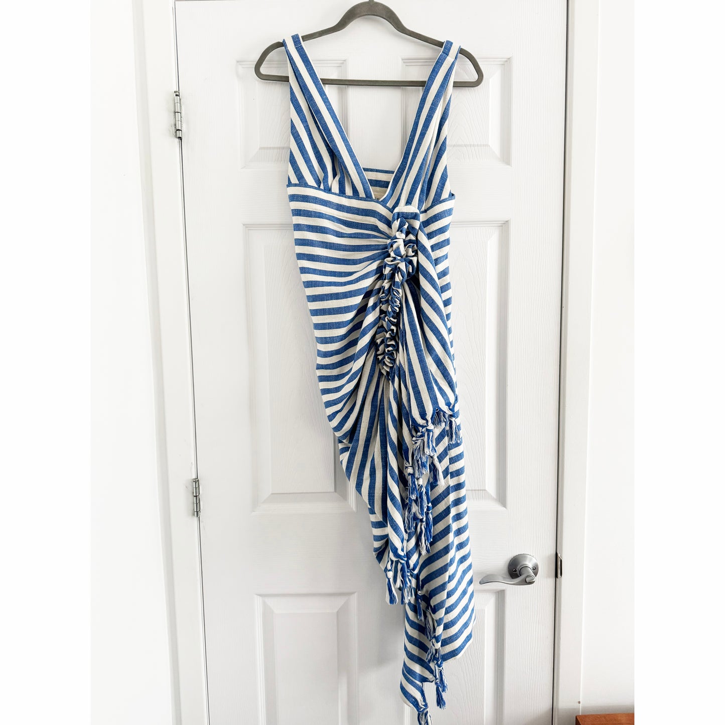 Just Bee Queen "Tulum" Striped Dress in Blue, size Small
