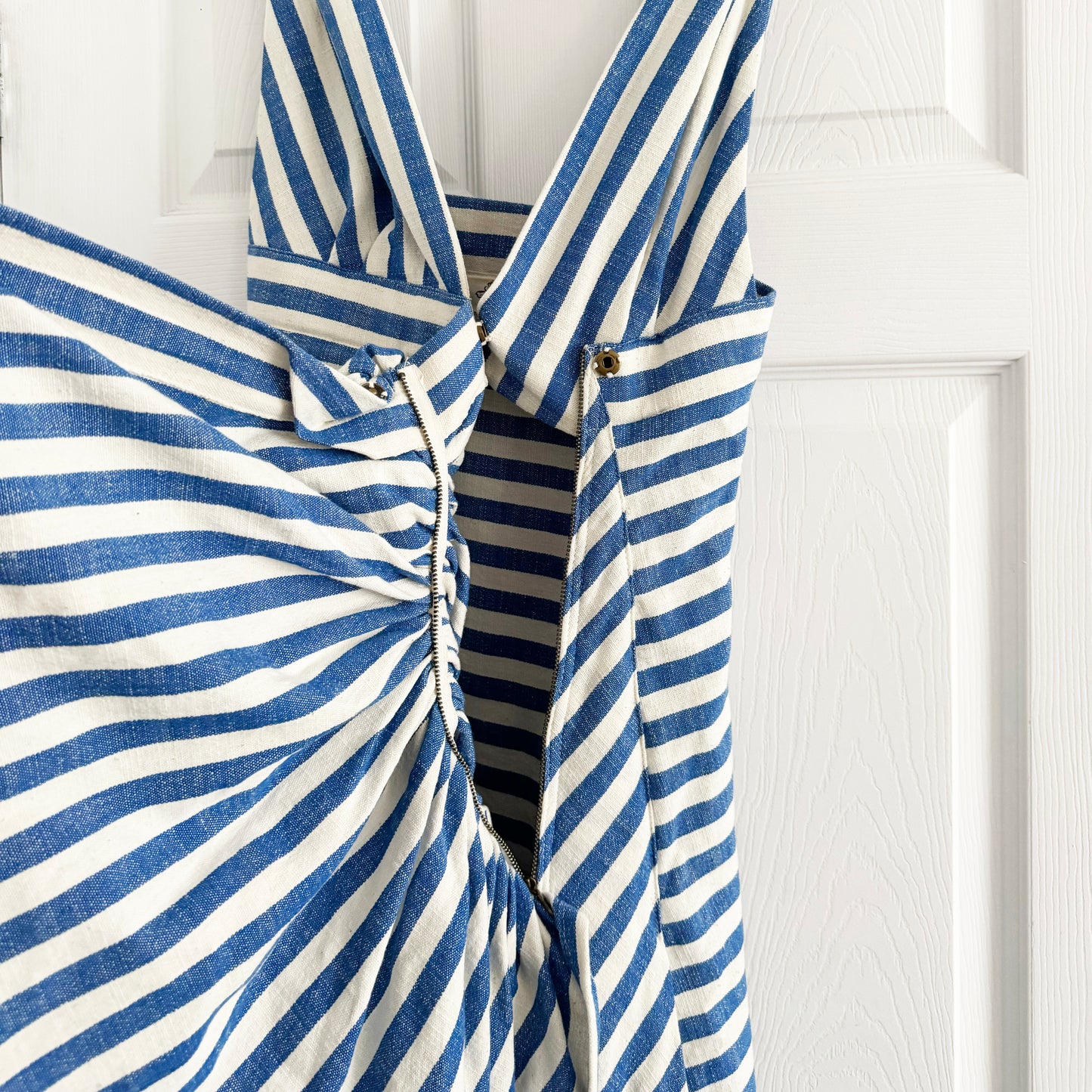 Just Bee Queen "Tulum" Striped Dress in Blue, size Small
