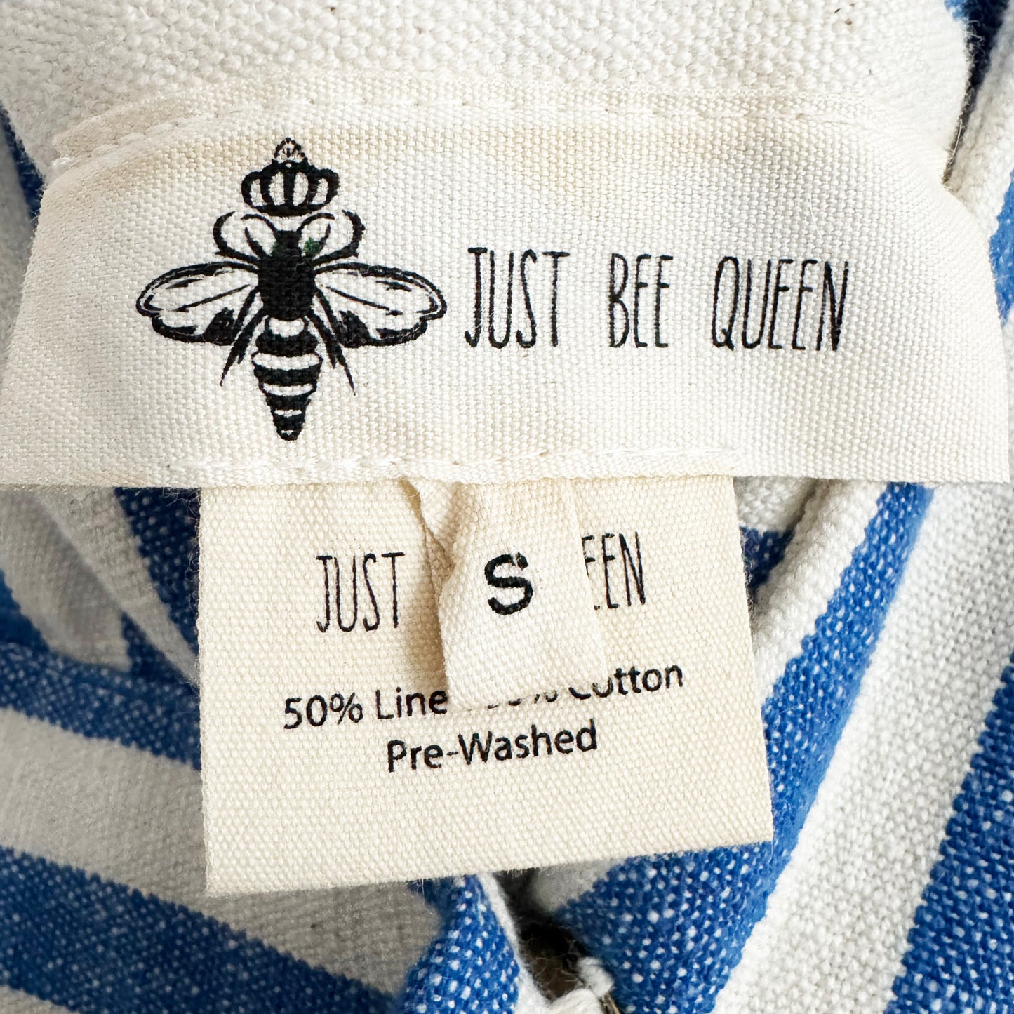 Just Bee Queen "Tulum" Striped Dress in Blue, size Small