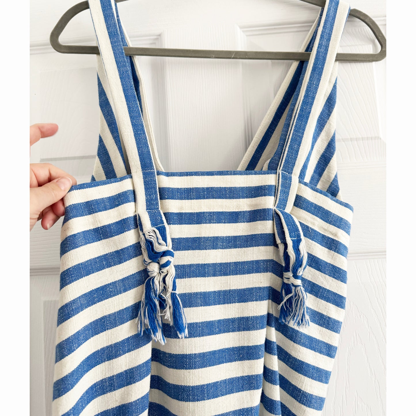 Just Bee Queen "Tulum" Striped Dress in Blue, size Small