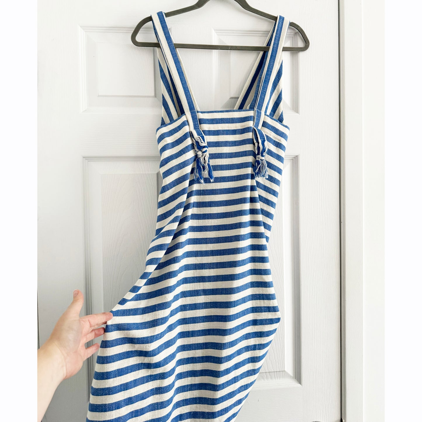 Just Bee Queen "Tulum" Striped Dress in Blue, size Small