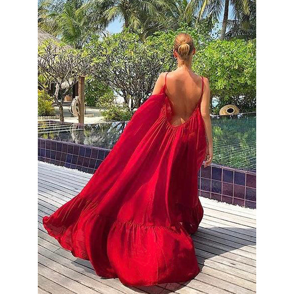 Kalita "Brigitte" Silk Maxi Dress in Purple, size M/L