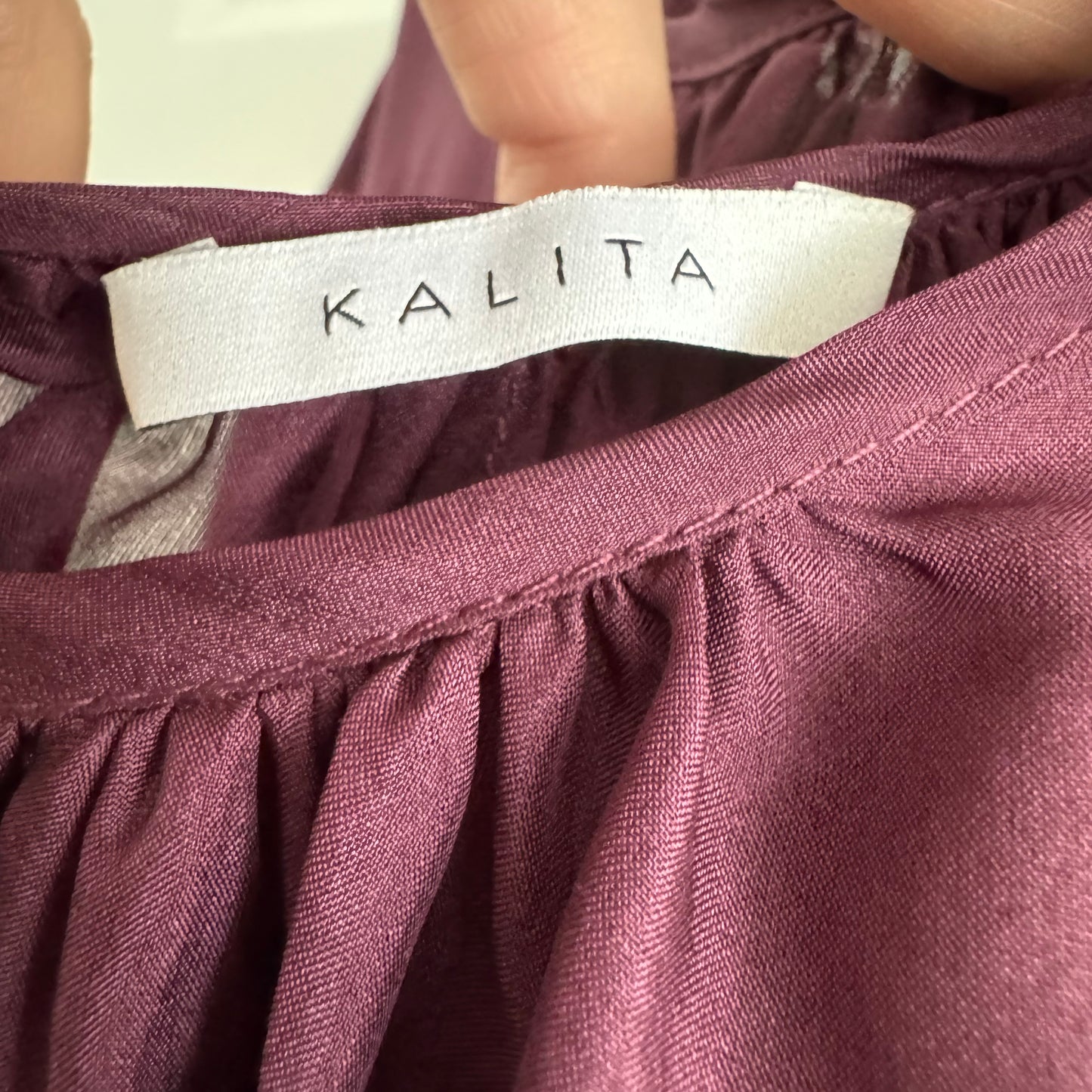 Kalita "Brigitte" Silk Maxi Dress in Purple, size M/L