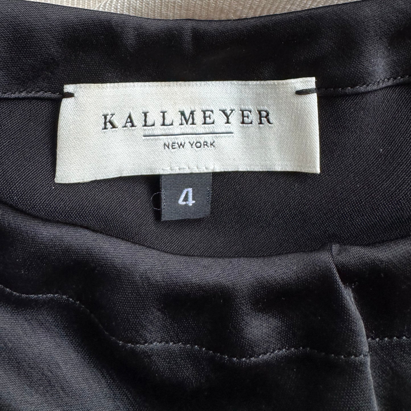 Kallmeyer Satin Bias Drawstring Dress in Black, size 4