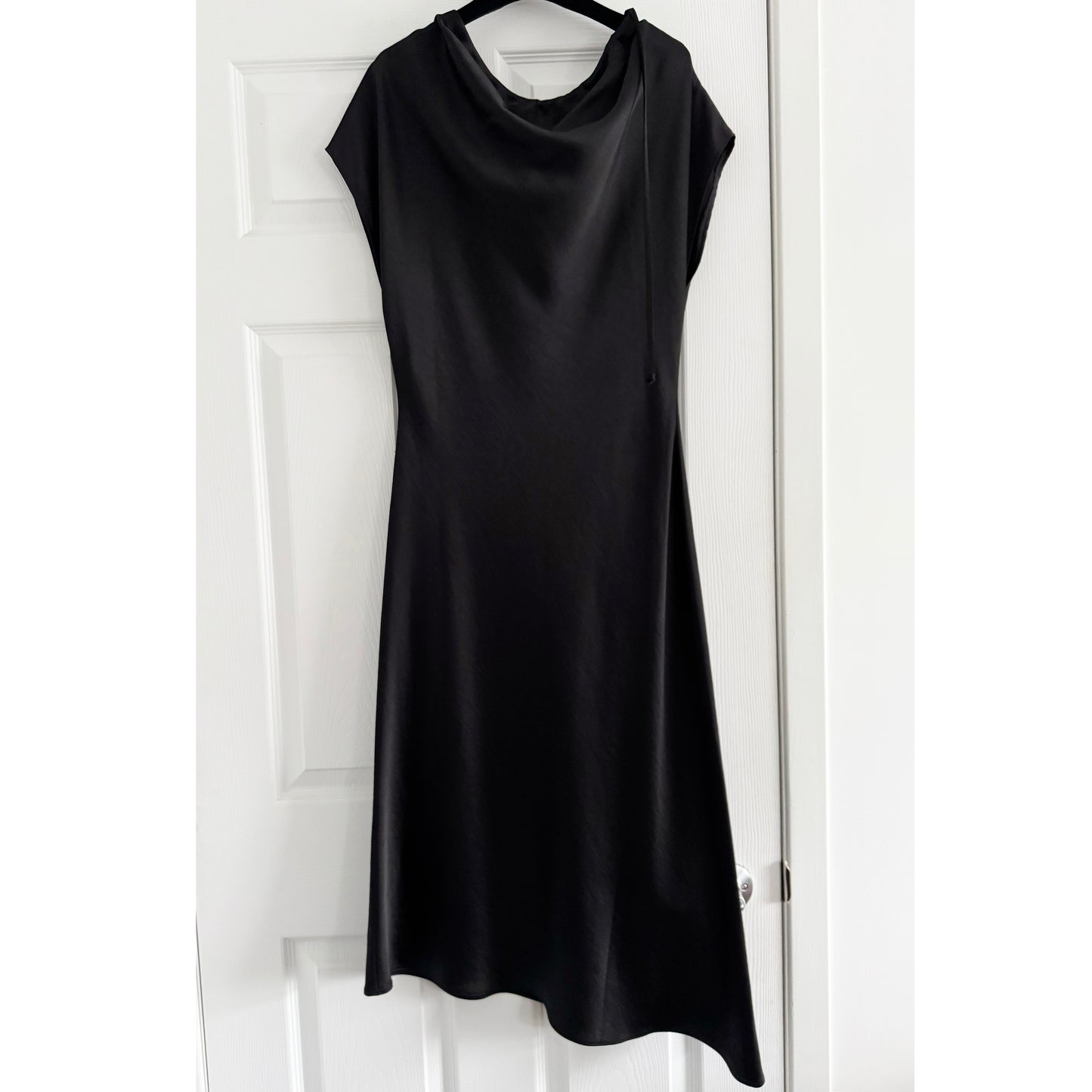 Kallmeyer Satin Bias Drawstring Dress in Black, size 4