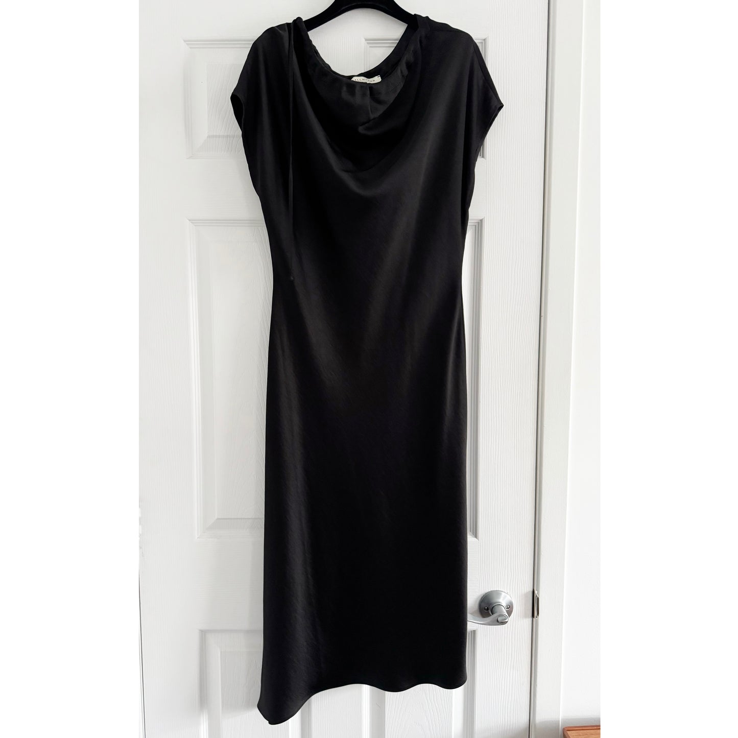 Kallmeyer Satin Bias Drawstring Dress in Black, size 4