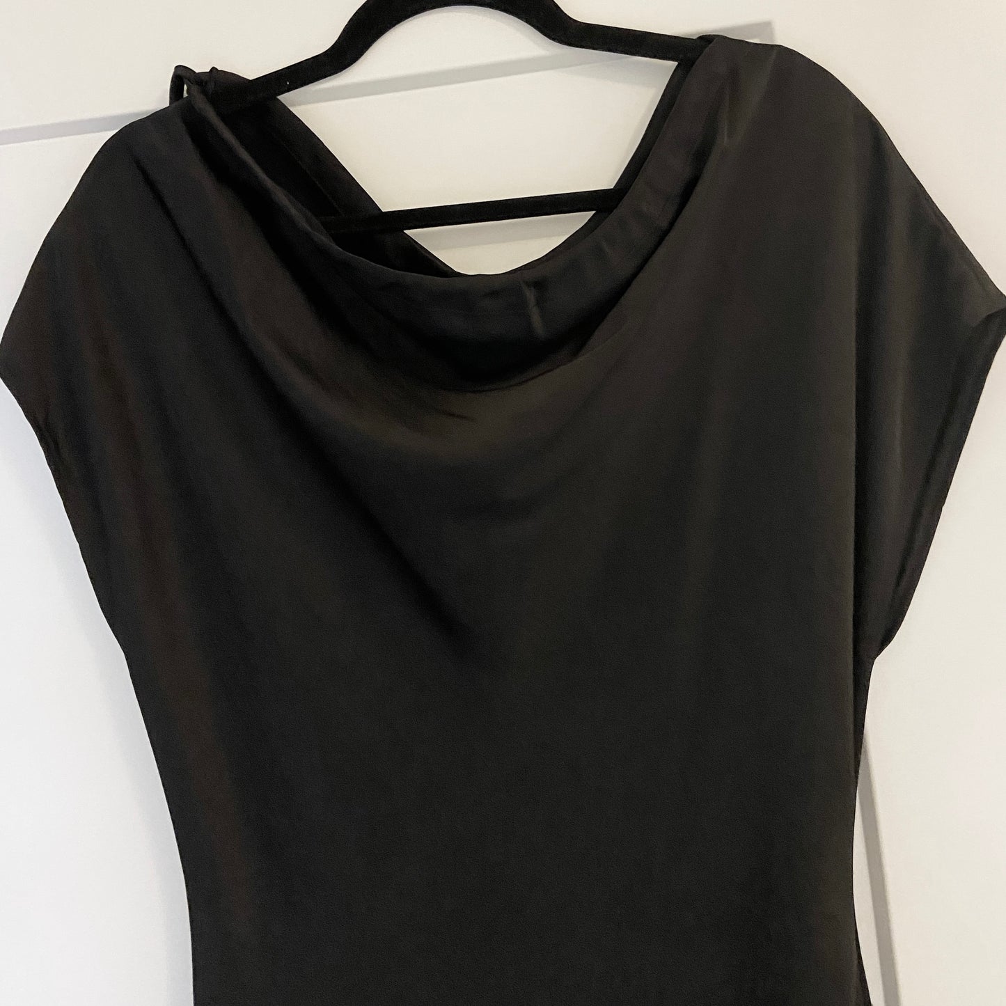 Kallmeyer Satin Bias Drawstring Dress in Black, size 4