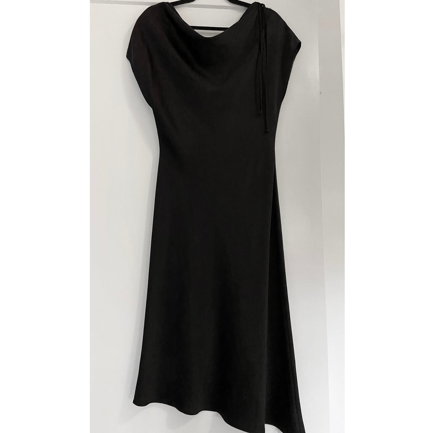 Kallmeyer Satin Bias Drawstring Dress in Black, size 4