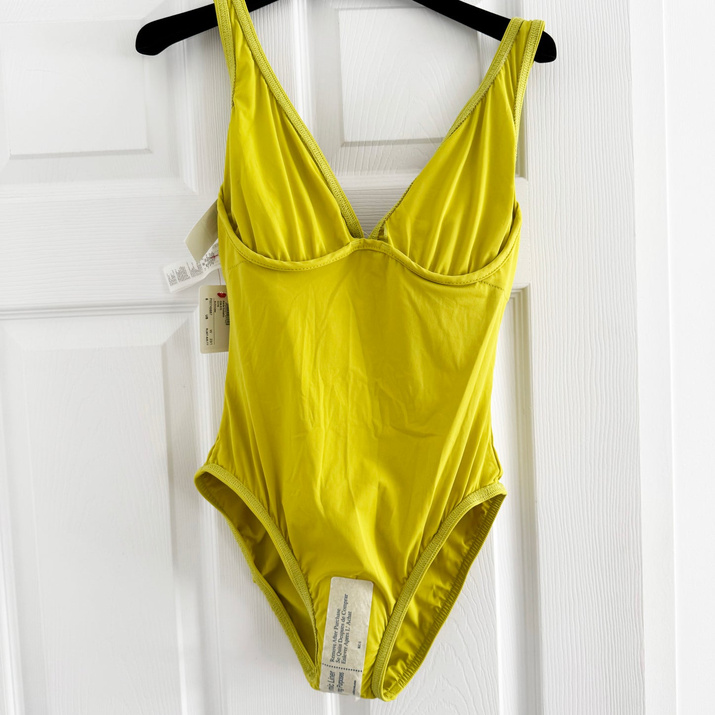 Karla Colletto V-neck One Piece Swimsuit in Citrus, size 8UK (Size Small)