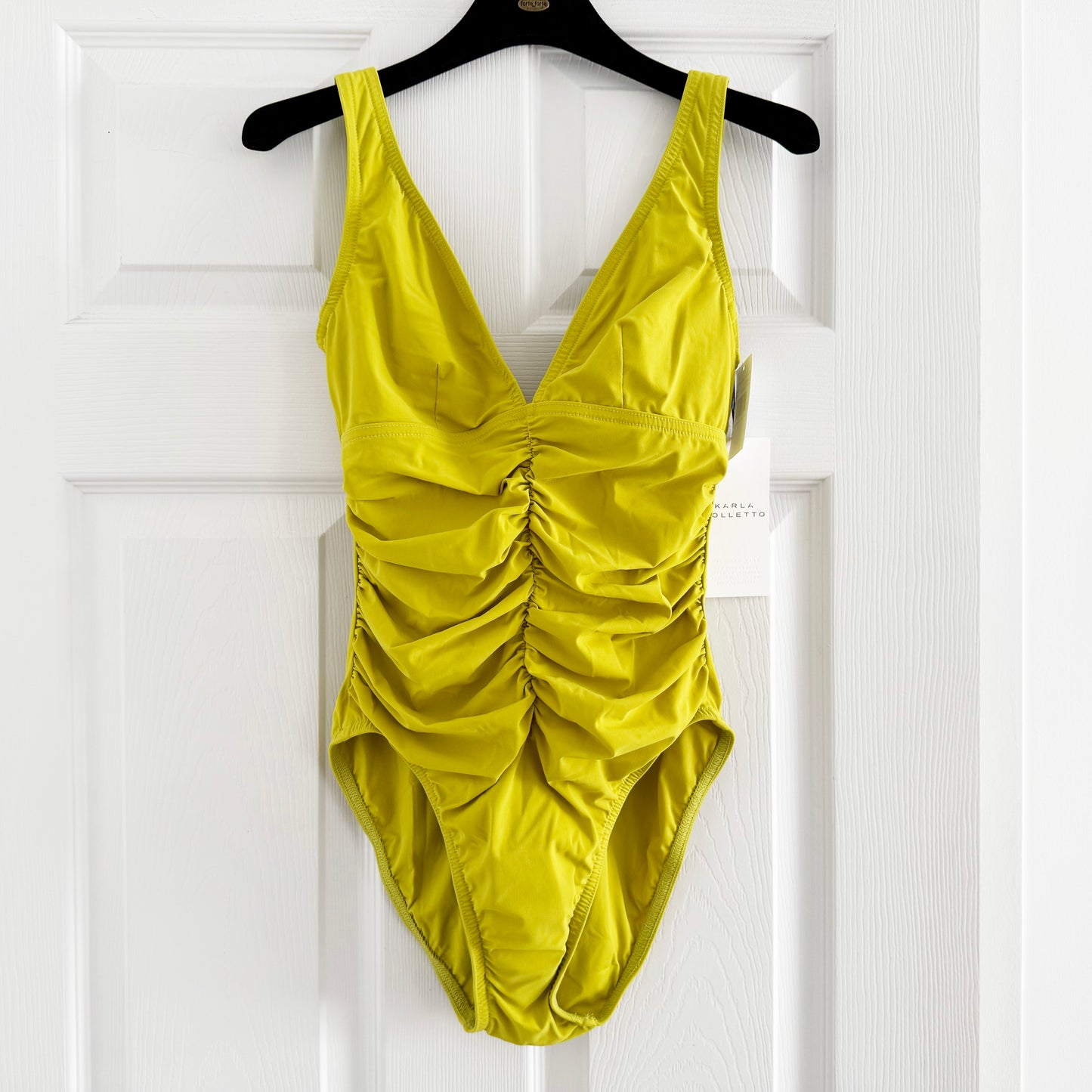 Karla Colletto V-neck One Piece Swimsuit in Citrus, size 8UK (Size Small)