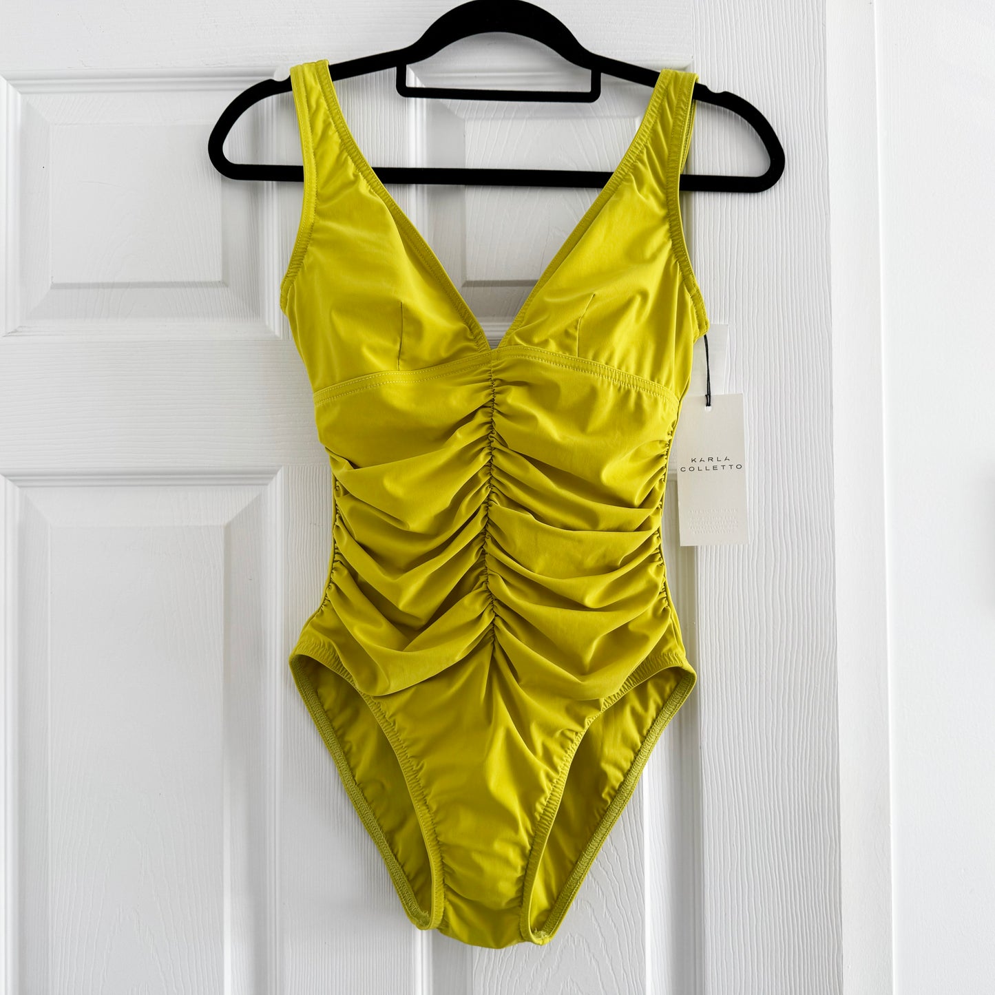 Karla Colletto V-neck One Piece Swimsuit in Citrus, size 8UK (Size Small)