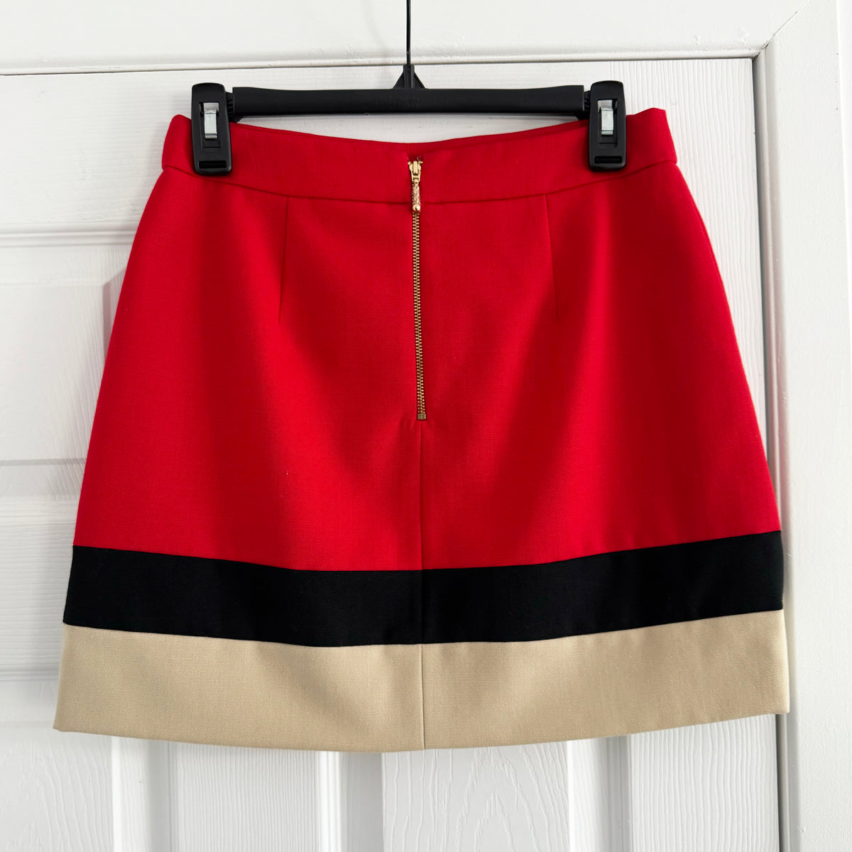 Kate Spade Colourblocked Miniskirt in Red/Black/Tan, size 4