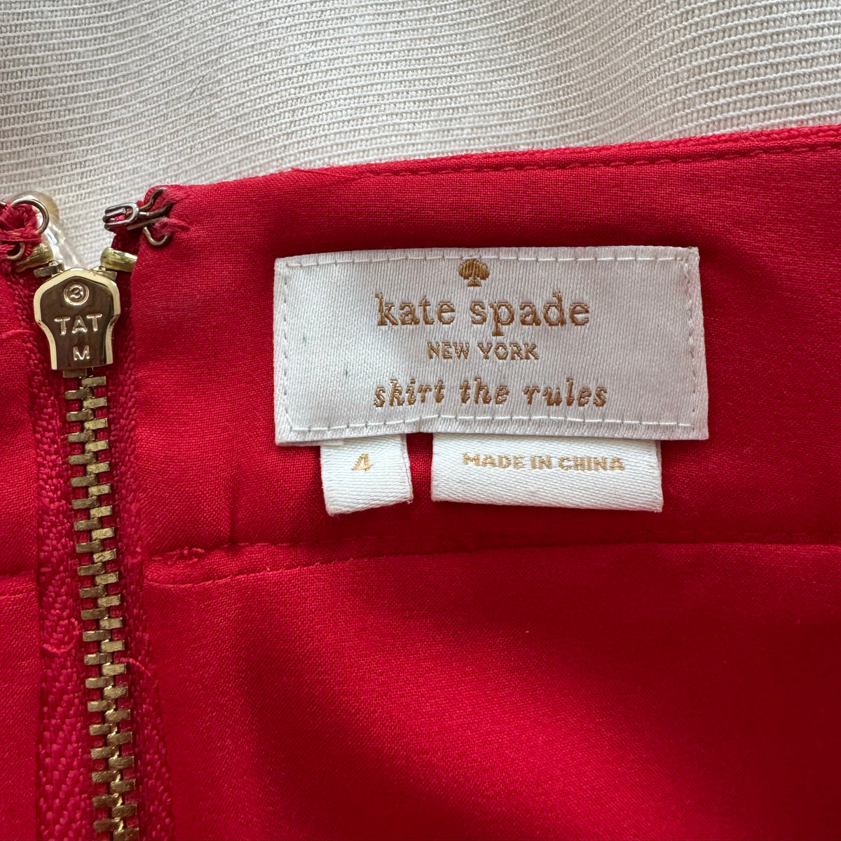 Kate Spade Colourblocked Miniskirt in Red/Black/Tan, size 4