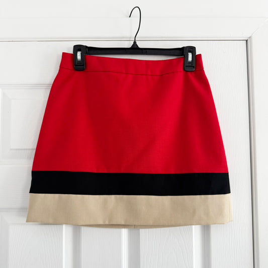 Kate Spade Colourblocked Miniskirt in Red/Black/Tan, size 4