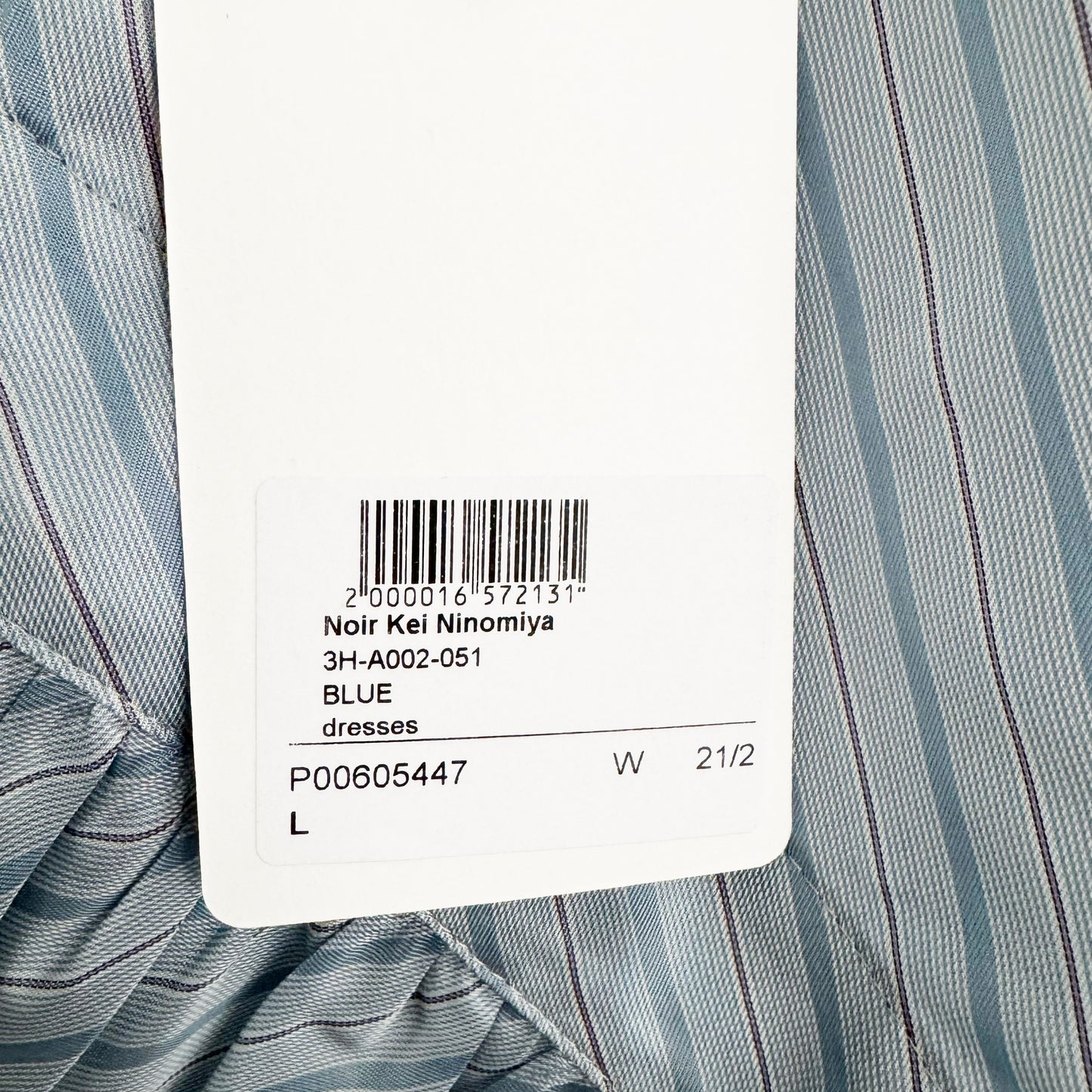 Noir Kei Ninomiya Blue stripes pinafore dress, Size Large