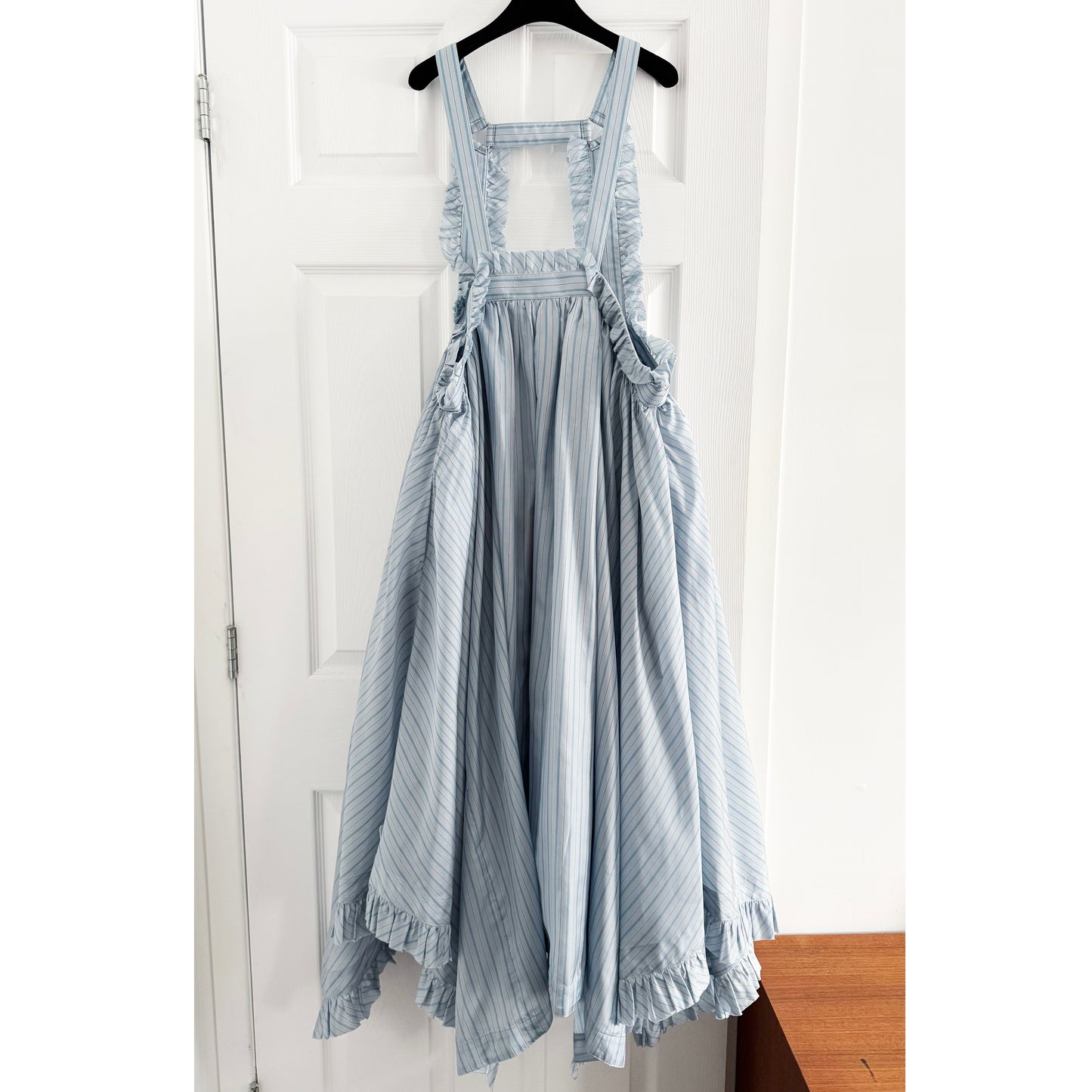 Noir Kei Ninomiya Blue stripes pinafore dress, Size Large