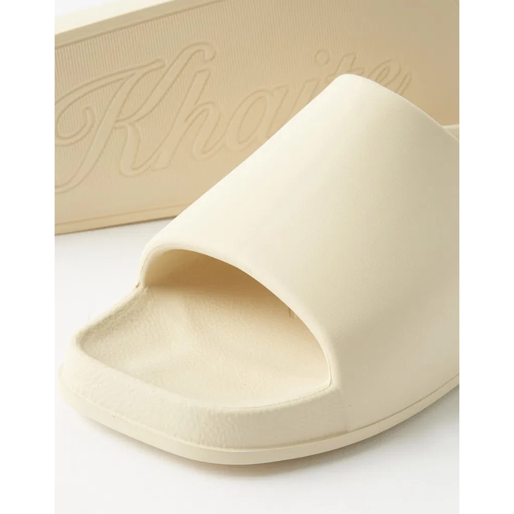 Khaite "Brighton" Rubber Slides in Ivory, size 39