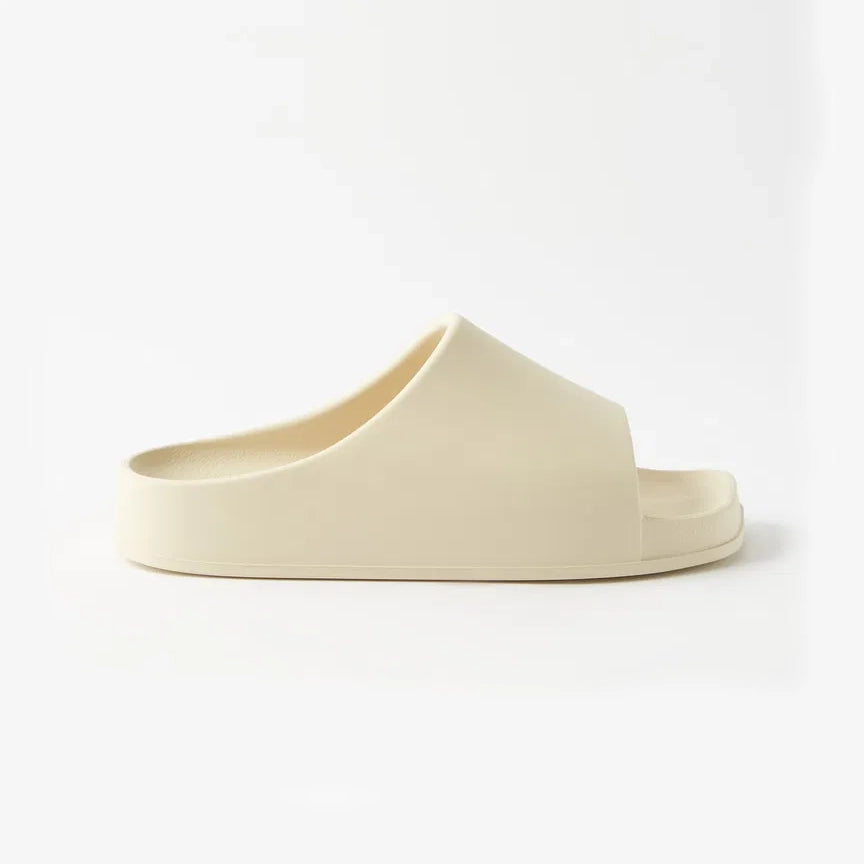Khaite "Brighton" Rubber Slides in Ivory, size 39