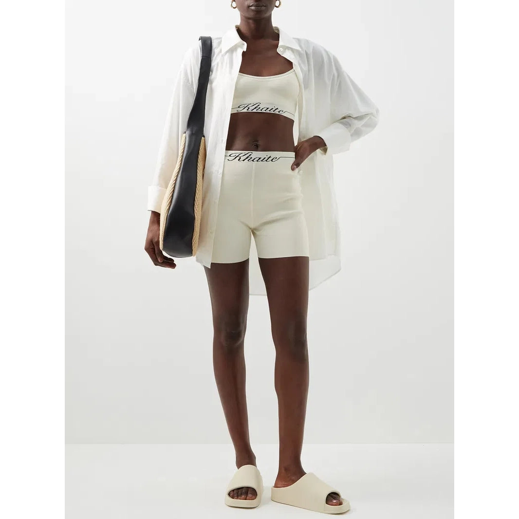 Khaite "Brighton" Rubber Slides in Ivory, size 39